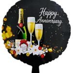 18" Happy Anniversary Round Foil Balloon with Champagne Bottle
