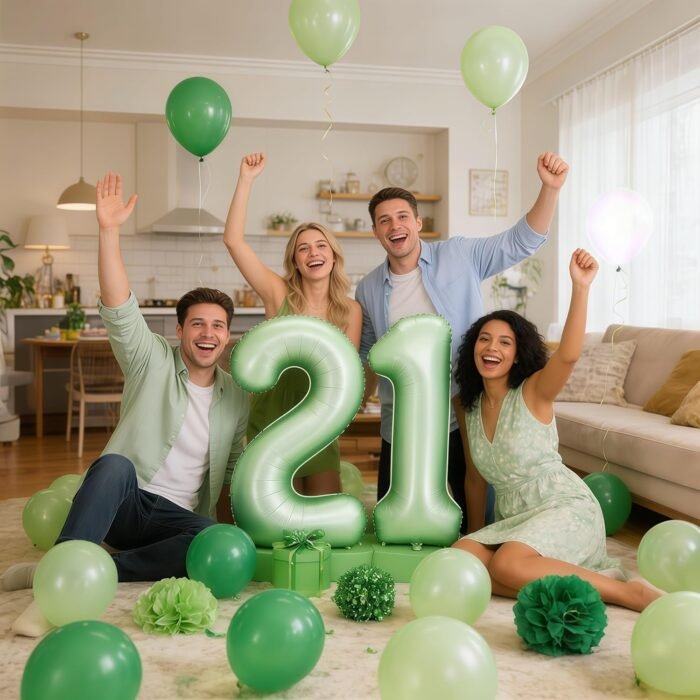 Green Number 1 Foil Balloon – Helium Party Decoration 32inches - Image 4