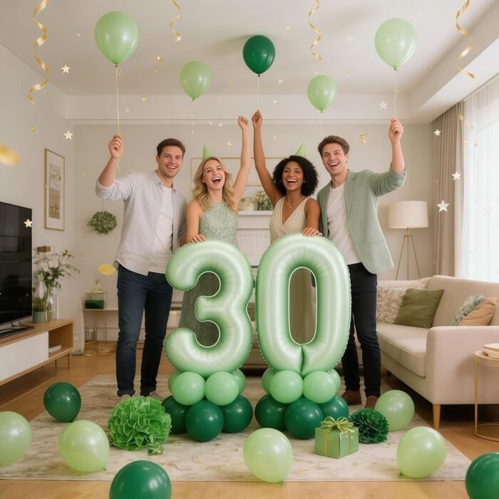 Green Number 3 Foil Balloon – Helium Party Decoration 32inches - Image 2