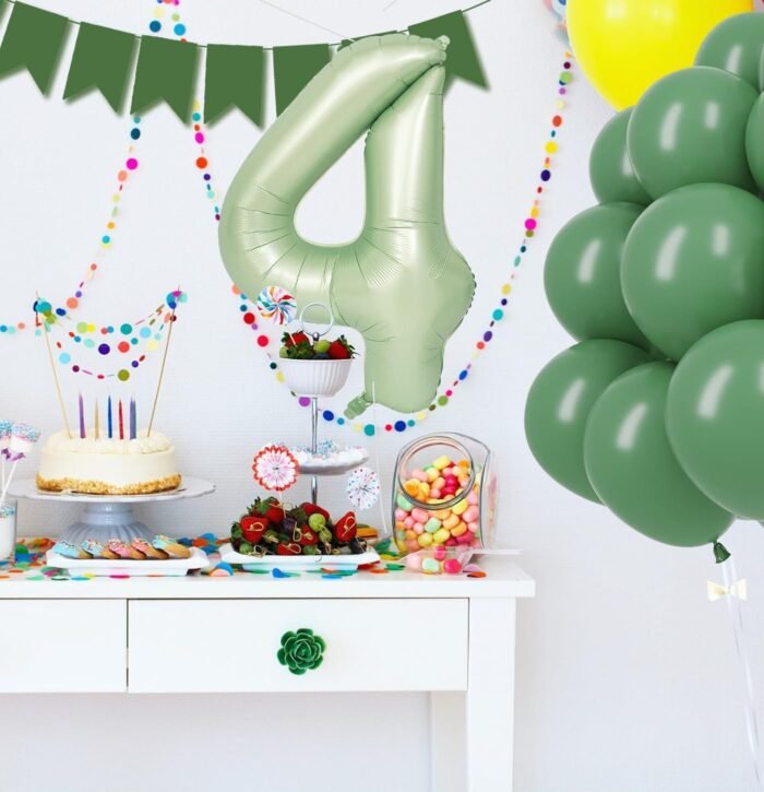 Green Number 4 Foil Balloon – Helium Party Decoration 32inches - Image 2