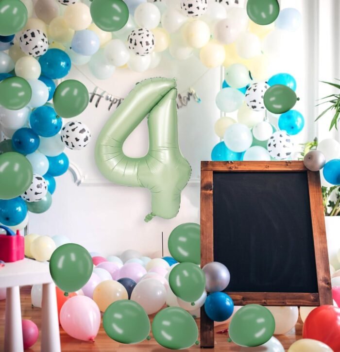 Green Number 4 Foil Balloon – Helium Party Decoration 32inches - Image 3