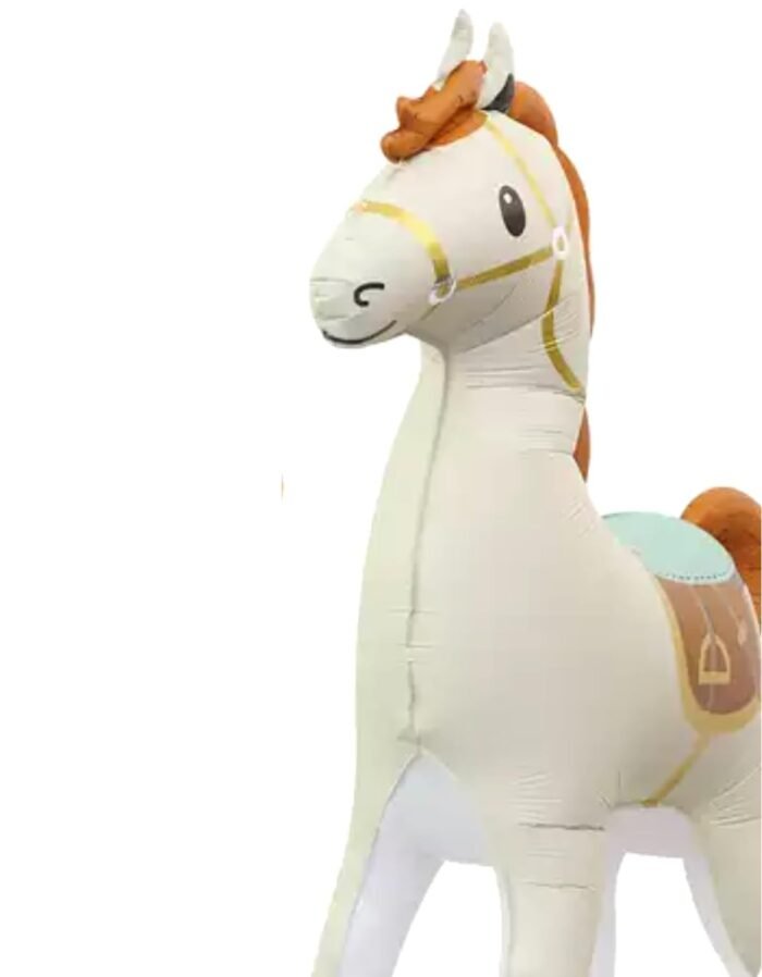 3D Self Standing Horse Foil Balloon, 57.8 X 52.3 Inch - Cream - Image 5