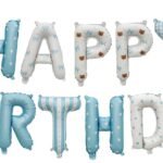 Blue Happy Birthday Letter Foil Balloon Banner – Baby Boy Theme