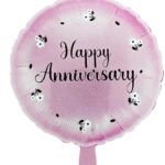 18" Happy Anniversary Round Foil Balloon with Floral Design