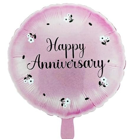 18" Happy Anniversary Round Foil Balloon with Floral Design