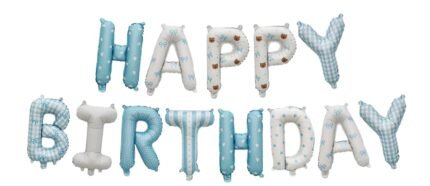 Blue Happy Birthday Letter Foil Balloon Banner – Baby Boy Theme