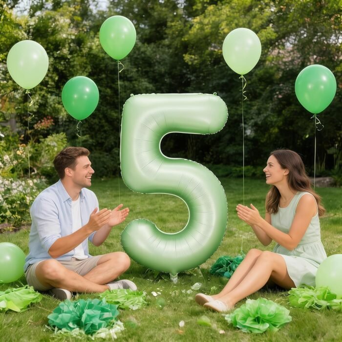 Green Number 5 Foil Balloon – Helium Party Decoration 32inches - Image 2