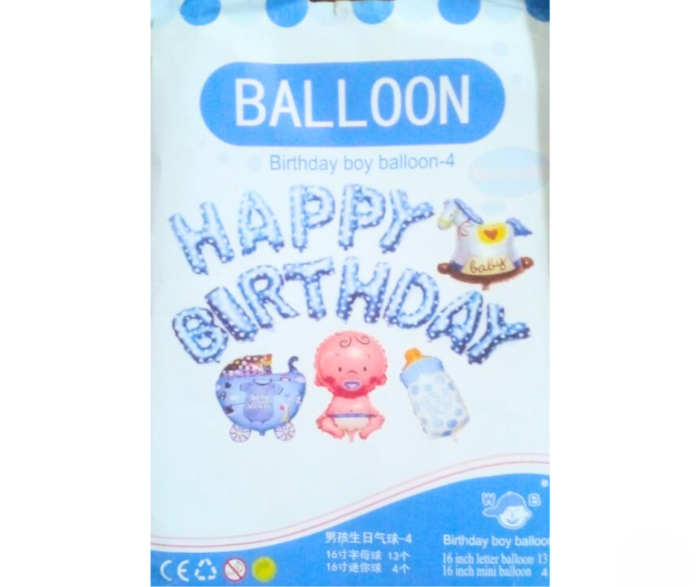 Happy Birthday Baby Boy Foil Balloon Set of 17 – Blue Letter Balloons Party Decoration - Image 7