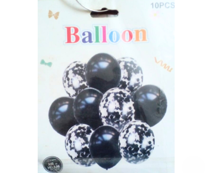 Black & White Balloon Set – Confetti Party Decoration Balloons (10pcs) - Image 4