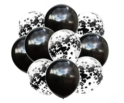 Black & White Balloon Set – Confetti Party Decoration Balloons (10pcs)