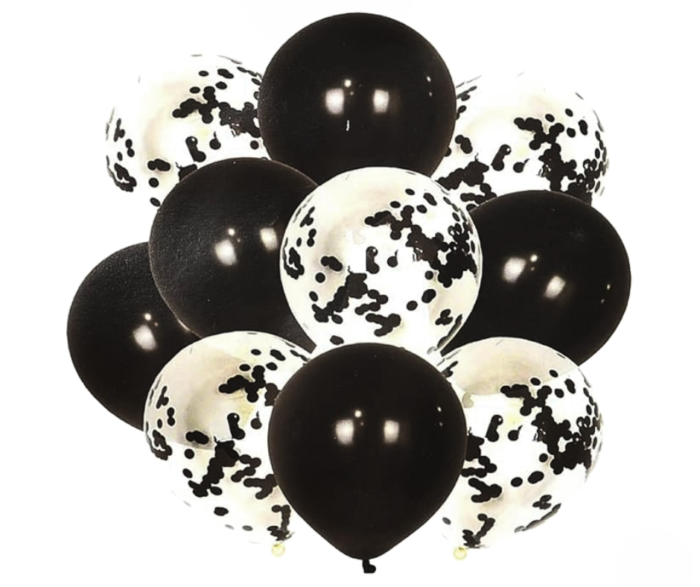Black & White Balloon Set – Confetti Party Decoration Balloons (10pcs) - Image 2