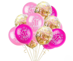 1st Birthday Balloon Set – Pink & Gold Confetti Balloons Party Decoration (12pcs)