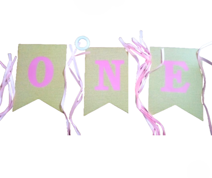 Candle Holder - 2024-11-16T161926.600 1st Birthday Banner – “ONE” Pink Letter Flag Garland Party Decoration - Image 1