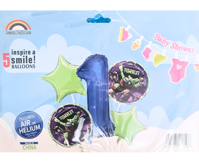 5 Pcs Number 1 Balloon Set – Blue Foil & Star Birthday Party Decoration Kit - Image 5