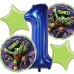 5 Pcs Number 1 Balloon Set – Blue Foil & Star Birthday Party Decoration Kit