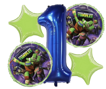 5 Pcs Number 1 Balloon Set – Blue Foil & Star Birthday Party Decoration Kit