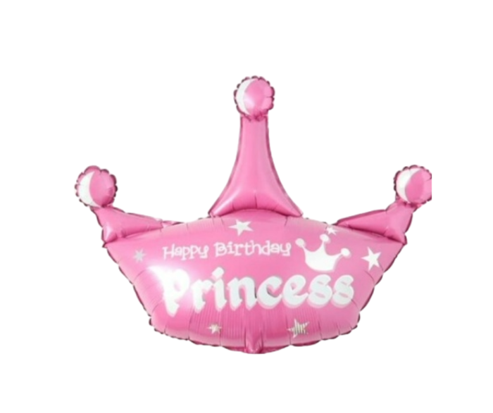 Princess Crown Foil Balloon – Pink Happy Birthday Princess Party Decoration - Image 2