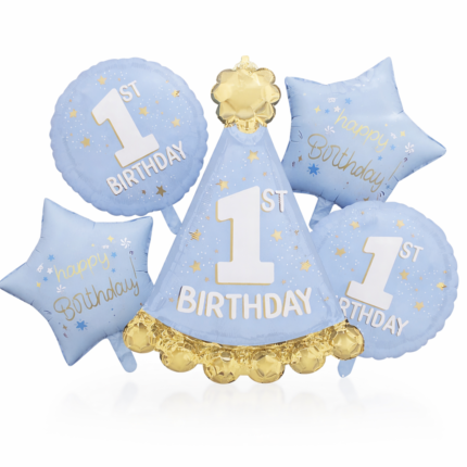 Blue 1st Birthday Balloon Set – 5PCS Baby Boy