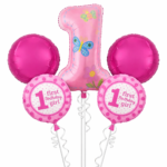 Pink 1st Birthday Balloon Set – With Number Balloon Decorations