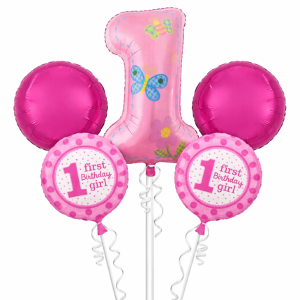 Pink 1st Birthday Balloon Set – With Number Balloon Decorations