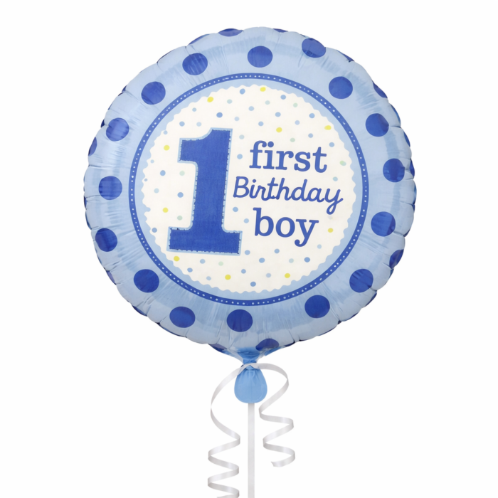 Baby Boy 1st Birthday Balloon Set – Blue Number 1 Foil Balloons - Image 3