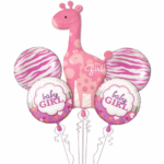 Baby Girl Balloon Set – Pink Giraffe Baby Shower Foil Balloons