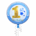 Blue 1st Birthday Balloon Set – Baby Boy Number 1 Foil Balloons - Image 4