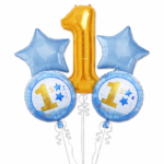 Blue 1st Birthday Balloon Set – Baby Boy Number 1 Foil Balloons
