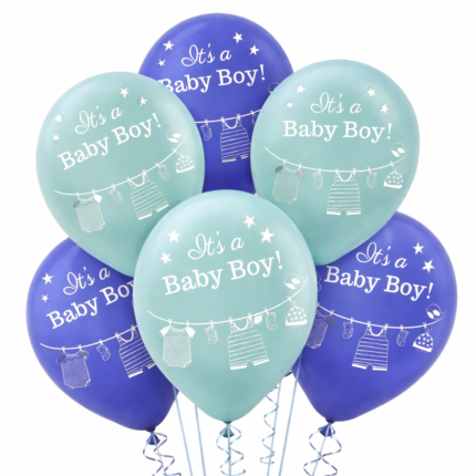 Baby Boy Latex Balloons Set of 6 (Air or Helium Fill)
