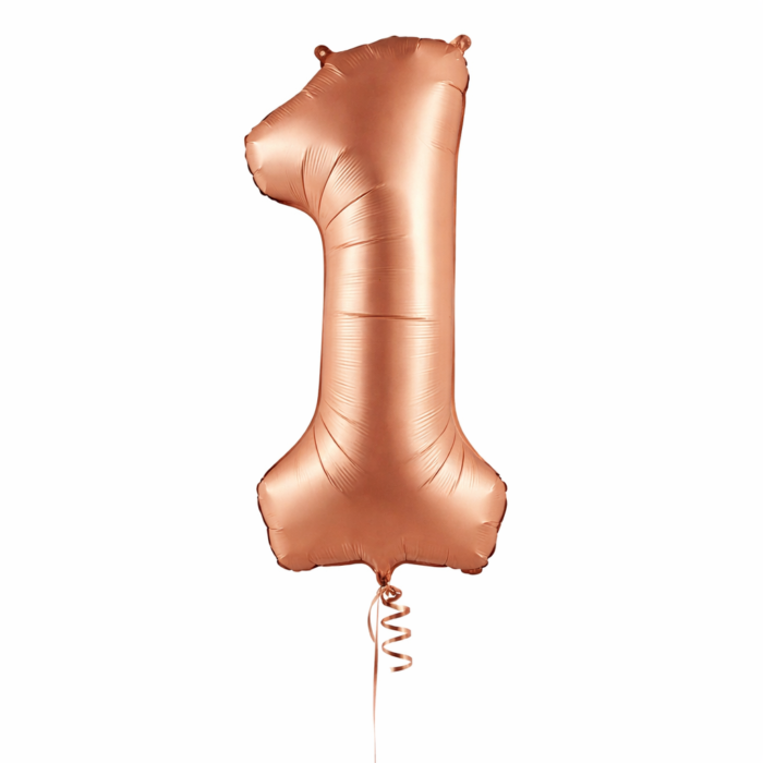 Rose Gold 1st Birthday Balloon Set of 9 (Air or Helium Fill) - Image 2