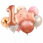 Rose Gold 1st Birthday Balloon Set of 9 (Air or Helium Fill)