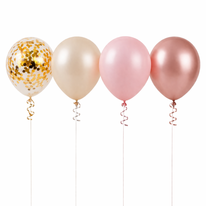 Rose Gold 1st Birthday Balloon Set of 9 (Air or Helium Fill) - Image 5