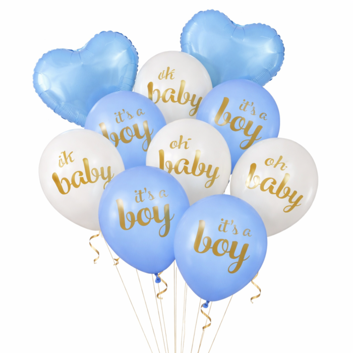 12pcs It’s a Boy Balloon Set – Blue Baby Shower Decor - Image 1