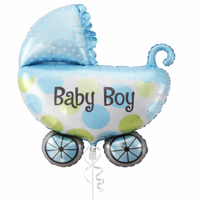 Baby Boy Pram Balloon Set of 5 (Air or Helium Fill) - Image 2