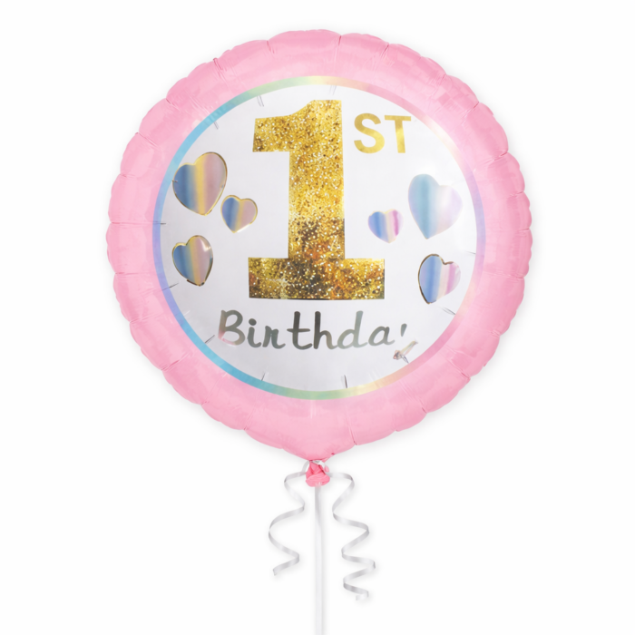 1st Birthday Girl Balloon Set of 5 (Air or Helium Fill) - Image 2