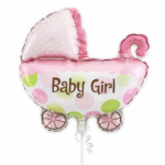 Baby Girl Pram Balloon Set of 5 (Air or Helium Fill) - Image 3