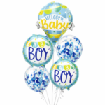 Welcome Baby Boy Balloon Set of 5 (Air or Helium Fill)