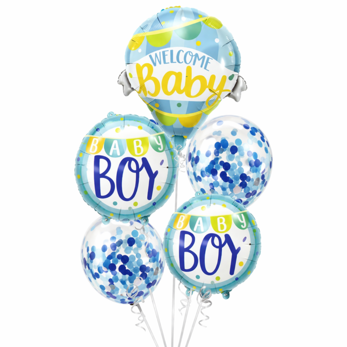 Welcome Baby Boy Balloon Set of 5 (Air or Helium Fill) - Image 1