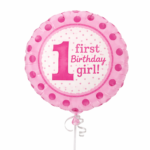 1st Birthday Girl Balloon Kit Set of 5 (Air or Helium Fill) - Image 2