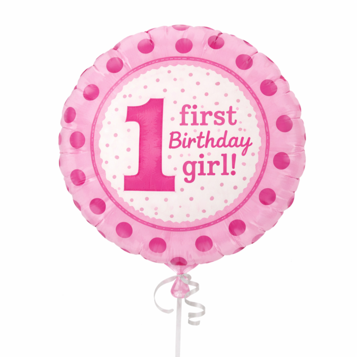 1st Birthday Girl Balloon Kit Set of 5 (Air or Helium Fill) - Image 2