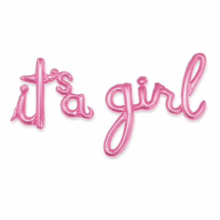 It’s a Girl Script Foil Balloon – Pink Letter Balloon Baby Shower Decoration - Image 1