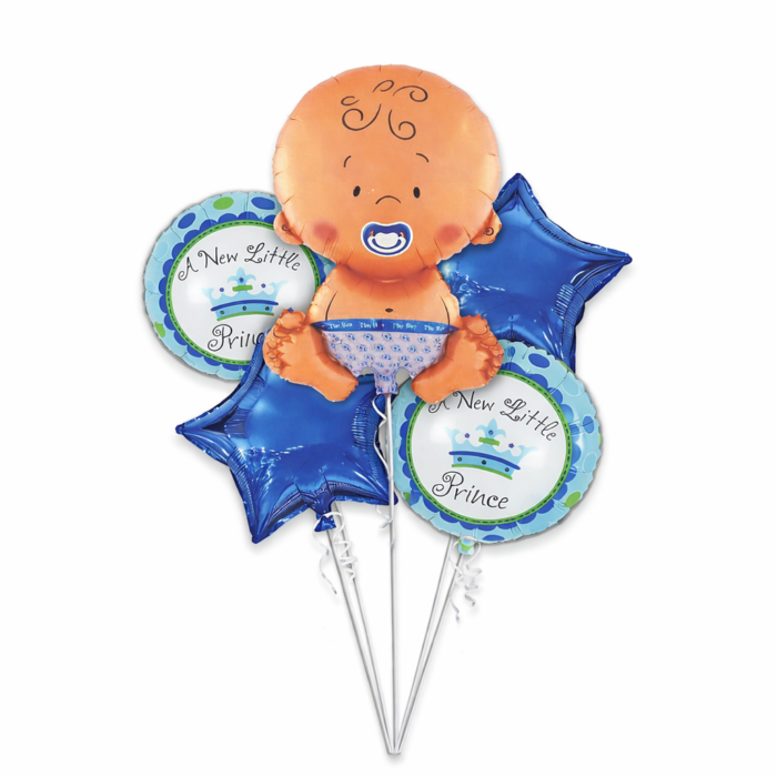 Baby Boy Foil Balloon Set – Cute Baby & Star Balloons Baby Shower Decoration (5pcs) - Image 1