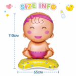 Baby Girl Foil Balloon Standee – Cute Sitting Baby Balloon Decoration (110cm) - Image 2