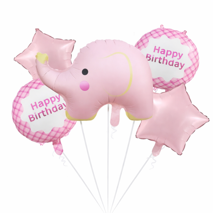 ChatGPT Image Mar 30, 2026, 04_49_26 PM 5 Pcs Elephant Birthday Balloon Set – Pink Foil & Star Party Decoration Kit - Image 1