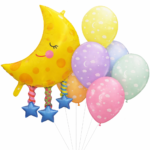 Moon & Star Balloon Set with Pastel Balloons – Baby Shower & Birthday Decoration