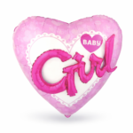Baby Girl Heart Foil Balloon – Pink “Girl” Baby Shower Decoration