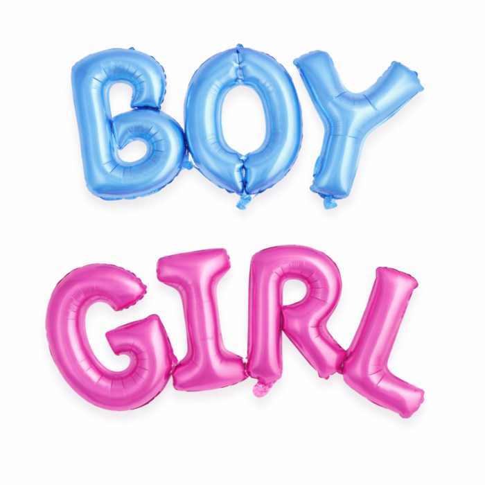 Boy & Girl Letter Foil Balloons Set – Baby Shower Gender Reveal Decoration - Image 1