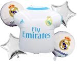 Set of 5 jersey and football foil balloons