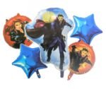 Set of 5 cartoon character foil balloons