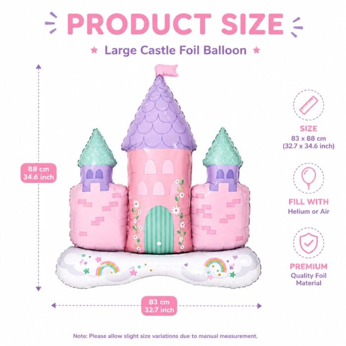 Princess Castle Foil Balloon Large 83 x 88 cm - Image 2